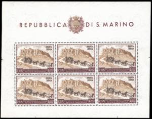 1951 - 300 lire UPU, foglietto (10), gomma ... 