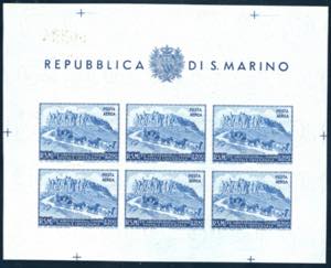 1951 - 200 lire UPU, foglietto (11), gomma ... 