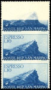 1945/46 - 10 lire Veduta, striscia verticale ... 