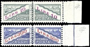 1953 - 10 lire e 300 lire, filigrana ruota, ... 