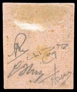 1852 - 15 cent. rosa, greca larga ... 