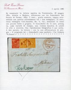 1854 - 5 cent. giallo arancio, ... 