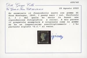 GRAN BRETAGNA 1840 - 1 penny nero, ... 