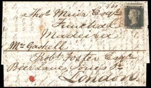 GRAN BRETAGNA 1841 - 1 p. nero Penny Black ... 