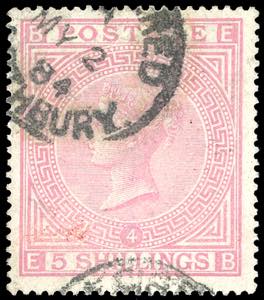 GRAN BRETAGNA 1882 - 5 s. rosa, ... 