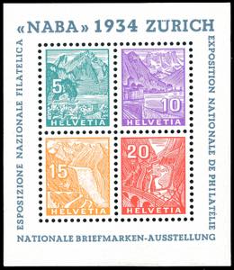 SVIZZERA FOGLIETTI 1934 - NABA, foglietto ... 