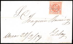 PERU 1859 - 1 p. rosso (Yv.3A), perfetto e ... 