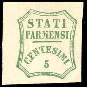 1859 - 5 cent. verde giallo, II composizione ... 