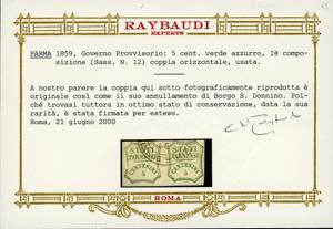 1859 - 5 cent. verde azzurro, I ... 