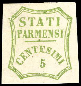 1859 - 5 cent. verde giallo, II composizione ... 