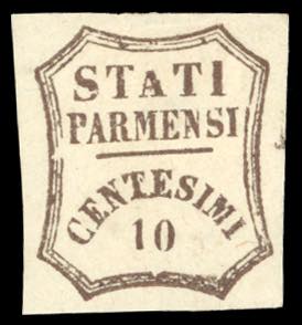 1859 - 10 cent. bruno, varietà di clichè ... 