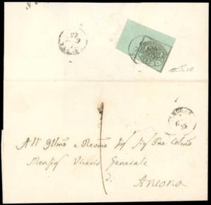 1855 - 1 baj verde grigiastro, stampa con ... 