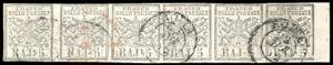 1852 - 5 baj rosa chiaro (6), striscia ... 