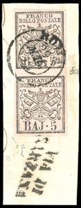 1852 - 5 baj rosa chiaro (6), coppia ... 