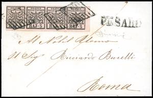 1857 - 5 baj rosa chiaro (6), striscia ... 