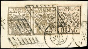 1854 - 5 baj bianco rosaceo, stampa con ... 