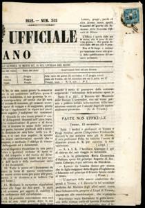 1852 - 3 cent. Mercurio azzurro, I tipo (1), ... 