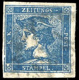 1855 - 3 cent. Mercurio azzurro, III tipo ... 