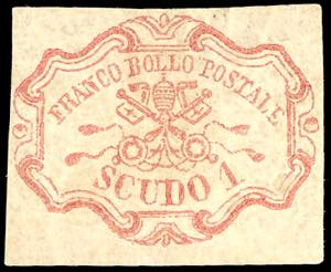 1852 - 1 scudo rosa carminio (11), nuovo ... 