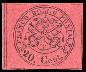 1867 - 20 cent. rosso bruno (18), nuovo, ... 