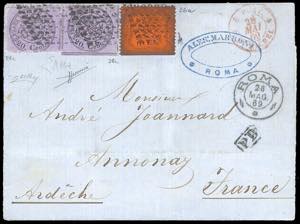 1869 - 20  cent. lilla grigio, due esemplari ... 