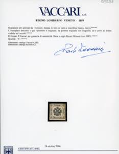 1859 - 1 kr. nero (2), nuovo, ... 