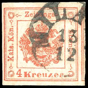 1858 - 4 kr. rosso smorto (4), tre ottimi ... 
