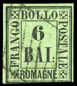 1859 - 6 baj verde giallo (7), usato, ... 