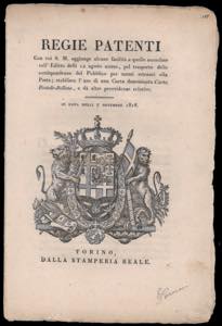 1818 - Regia patente del 7/11/1818 relativa ... 