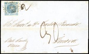 INCOMING MAIL PERU 1859 - 1 dinero blu ... 
