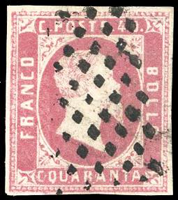 1851 - 40 cent. rosa (3), usato, perfetto. ... 