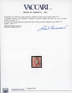 1851 - 40 cent. rosa (3), usato, ... 