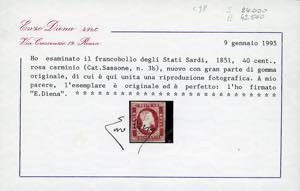 1851 - 40 cent. rosa carminio vivo ... 