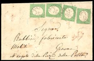 1855 - 5 cent. verde (7), quattro esemplari, ... 