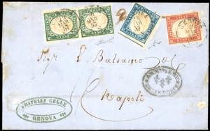 1857 - 5 cent. verde mirto chiaro, coppia, ... 