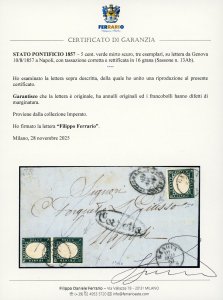 1857 - 5 cent. verde mirto scuro ... 