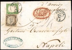 1858 - 5 cent. verde giallo e 10 cent. terra ... 