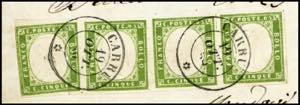 1859 - 5 cent. verde oliva (13Bc), ... 