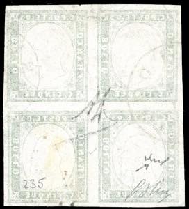1863 - 5 cent. verde cupo (13E), ... 