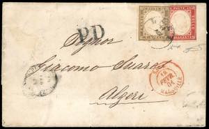 1861 - 10 cent. bruno tenue e 40 cent. rosso ... 