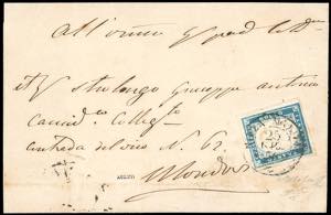 1856 - 20 cent. cobalto (15), perfetto, su ... 