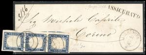 1858 - 20 cent. azzurro oltremare scuro ... 