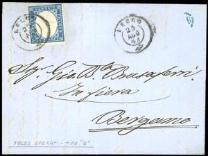 1861 - 20 cent. celeste, effigie capovolta, ... 