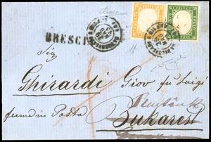 1863 - 80 cent. giallo arancio e 5 ... 
