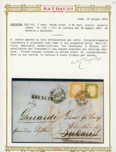 1863 - 80 cent. giallo arancio e 5 ... 