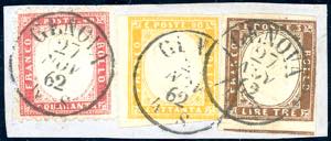 1862 - 3 lire rame vivo, 80 cent. giallo ... 