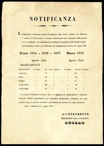 1848 - Notifica datata Pallanza 9/8/1848 a ... 