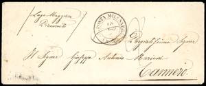 1859 - Busta non affrancata dalla Posta ... 