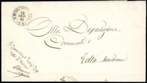 1859 - Lettera in franchigia dalla Posta ... 