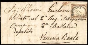 1860 - 10 cent. bruno lillaceo (14Ba), ... 